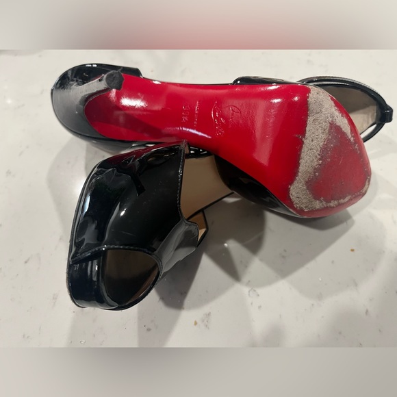 Christian Louboutin Women's Strap Slingback Sandals Peep Toe Platform Red - Picture 5 of 9